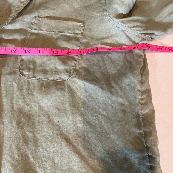 Sigrid Olsen 100% Linen Long Sleeve Button Down Shirt Womens Large Green - Picture 6 of 7